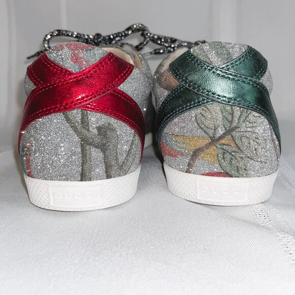 GUCCI Tian Print Glitter Sneaker Size 6 or 36 Low Top - Picture 4 of 13